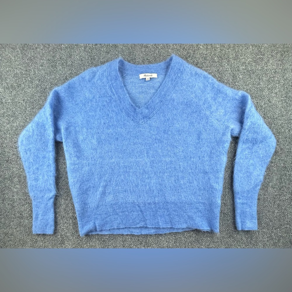 Madewell Women’s V Neck Alpaca Wool Blue Sweater Size Medium